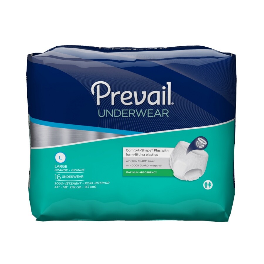 Prevail Super Plus Underwear Large 45“-58“ -Bag of 16, 8 Pack BRAND