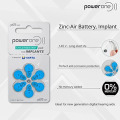 Power One Size 675P Implant Plus Cochlear Hearing Aid Batteries2 Packs Of 6 (12)