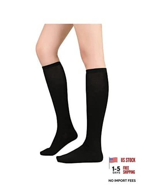 Women’s Knee High Athletic Socks Stripes Tube Sport One Size B Pack Black