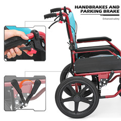 [FDA APPROVED]Lightweight Foldable Transport Wheelchair w/Handbrakes & Footrest