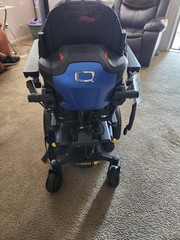 Quantum EDGE3 Power Tilt Wheelchair: Brand New, Cobalt Blue, Left Hand User