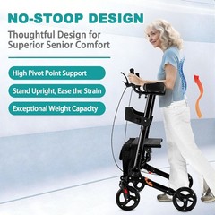 irtme All Terrain Upright Rollator Walker with Seat, Stand up Rolling Walker