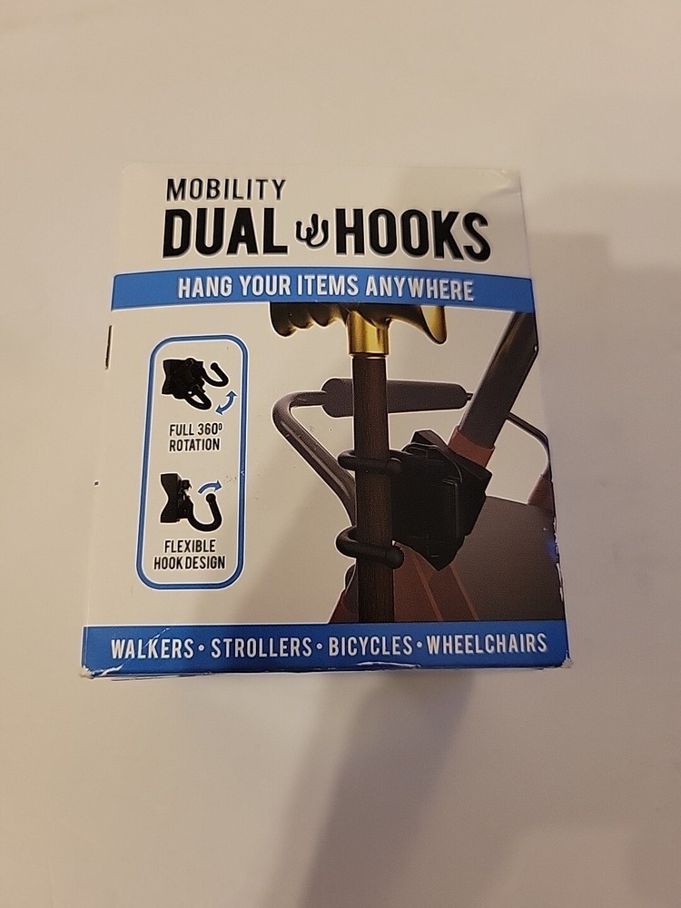 Easy to Use Products Mobility Dual Hooks – Bag Cane or Light Holder