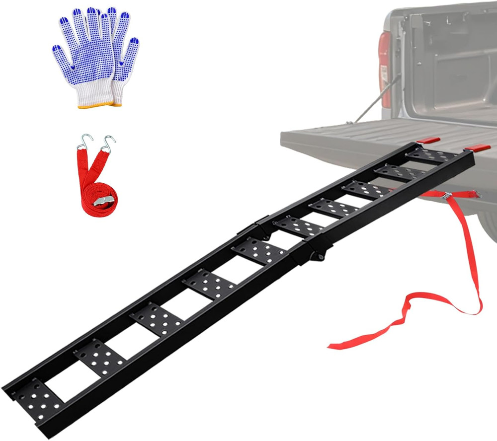 83″ Motorcycle Ramp 1-Pack, 480 Lbs Capacity Folding Loading Ramp for Pickup Tru