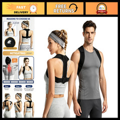 Adjustable Posture Corrector for Men & Women – Breathable Back Support Brace, Pa