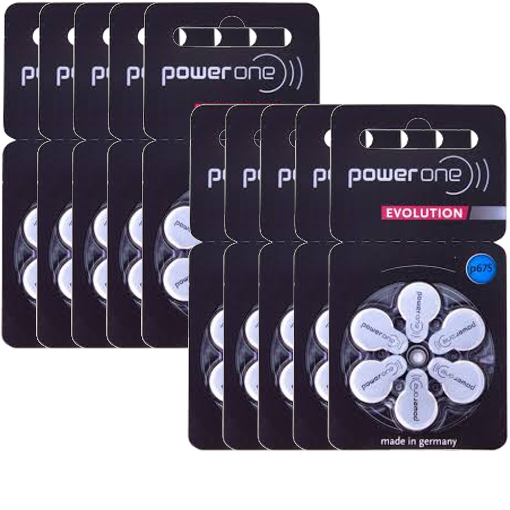 60 Varta Power One Evolution Hearing Aid Batteries P675 10 x 6 Pack PR44