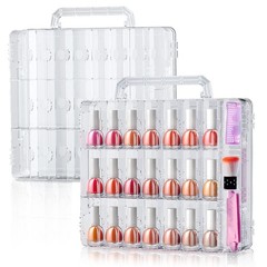 SUBAY 2x Portable Clear Double Sided Nail Polish Holder Organizer – 48 Bottles