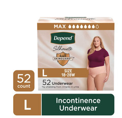 Depend Silhouette Women’s Incontinence Postpartum Bladder Leak Underwear, L,52ct