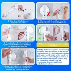Strong Suction Grab Bar – 2 Pack, Bathroom Safety Handle for Seniors & Elderl…
