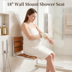 18in Wall Mount Shower Seat Fold Down Shower Bench for Adults Bathroom