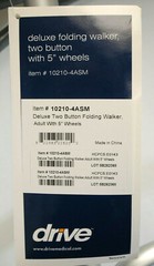 Drive Deluxe Folding Walker #10210-4ASM Two Button w/5″ Wheels 350lbs Cap M4944