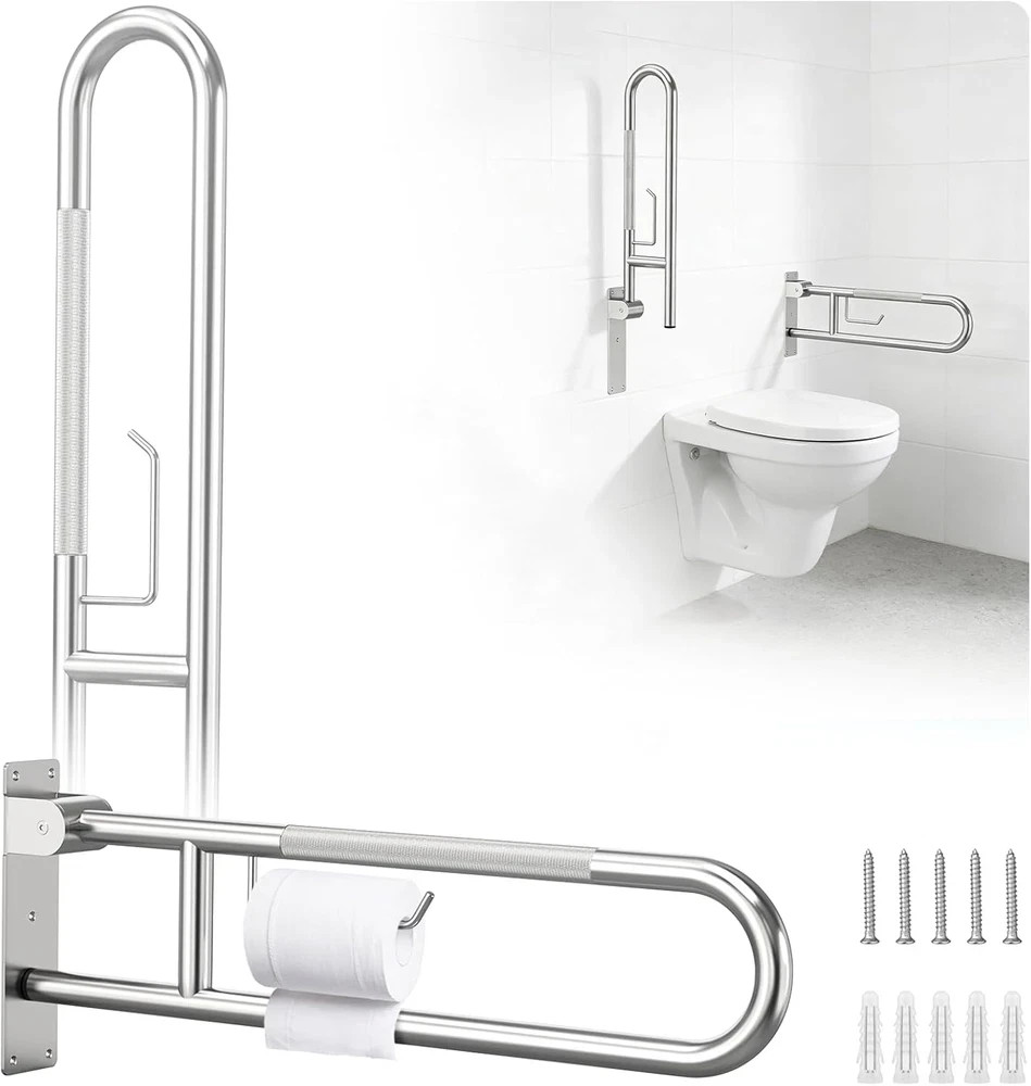 Toilet Grab Bar Support Rail 29.5 Inch, Anti-Slip Knurled Handicap Bathroom Safe