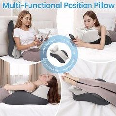 Memory Foam Wedge Pillow Multi-Position Bed Support Pillow for Sitting Up Prone