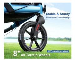 WALK MATE Lightweight 3-Wheel Walker with Seat Tri-Rollator for Seniors Blue