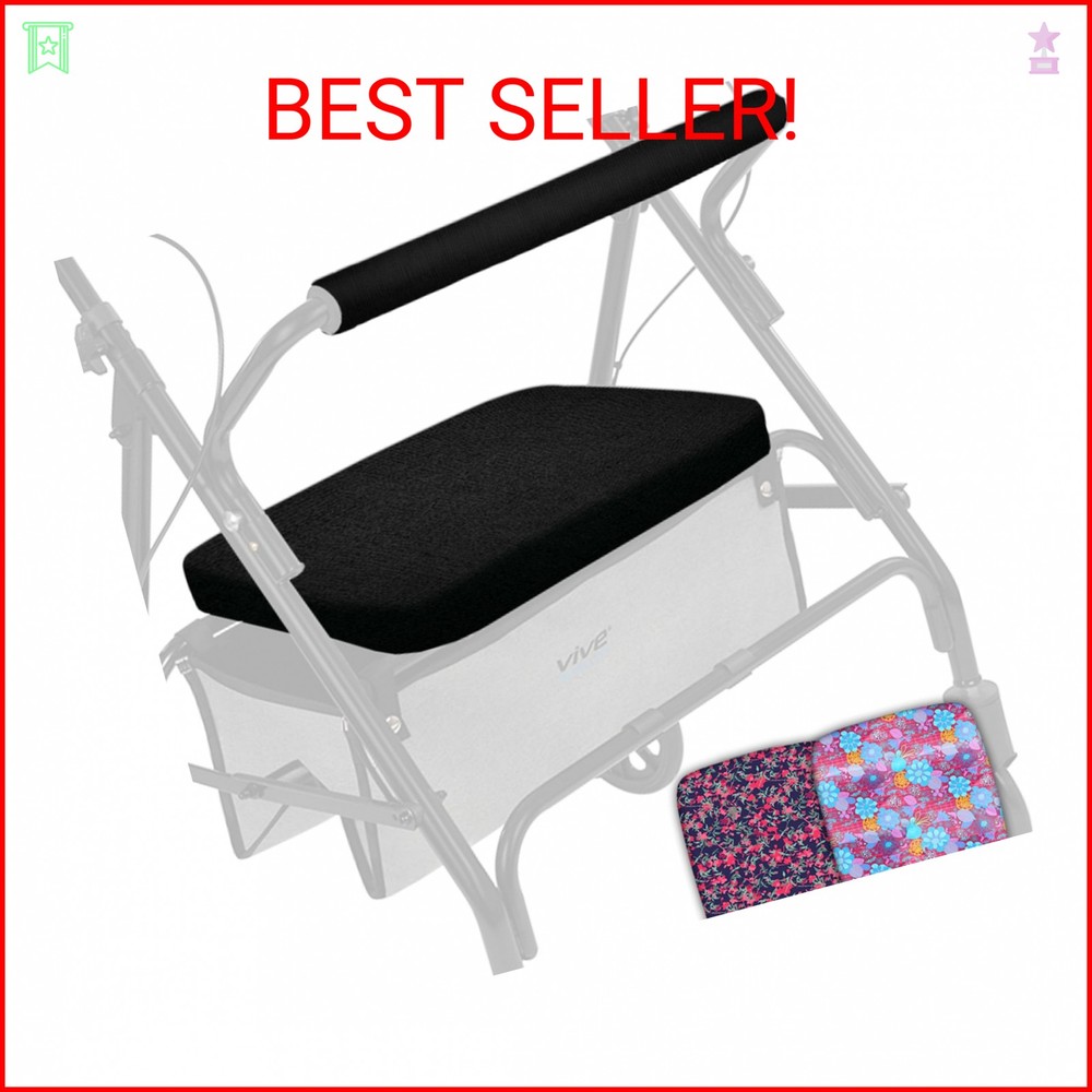Vive Rollator Walker Seat and Backrest Covers – Removable and Washable Accessori