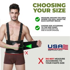 Work Back Brace with Suspenders Adjustable Lumbar Back Support Belt Men & Women