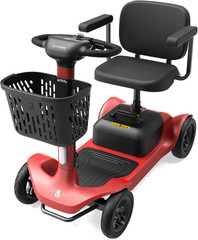 S1 Folding 4-Wheel Mobility Scooter for Seniors – 25-Mile Range, Red