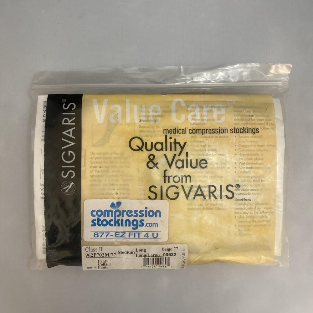 SIGVARIS MEDIUM LONG PANTY WAIST HIGH BEIGE MEDICAL 20-30mmHG STOCKINGS
