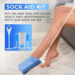 Sock Aid Kit, Premium Puller for Removing Socks or Stockings, White
