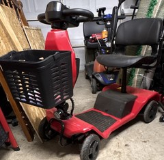Red/Black 4-Wheel Mobility Scooter w/ Storage Compartment & Key Ignition