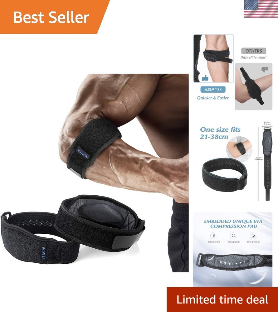 Lightweight Non-Slip Elbow Support Braces – 2 Pack for Sports & Daily Comfort