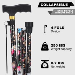 PARLORA Walking Cane for Women and Men, 32.6 – 36.6″, Black print