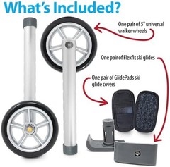 Top Glides 5″ Walker Wheels Kit with GlidePads & Universal Ski Glides, 6-Piec…