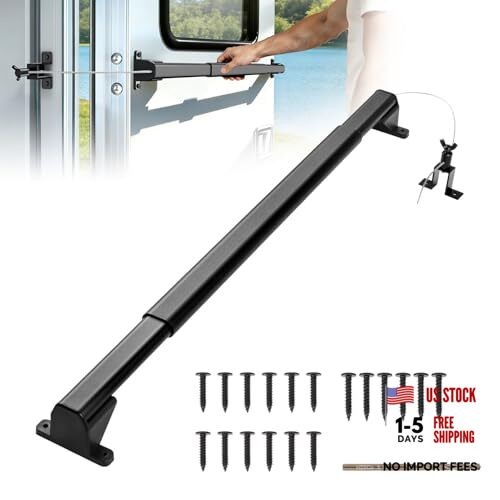 2-in-1 Aluminum RV Screen Door Handle Grab Bar with Auto Closer, Adjustable 21