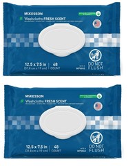 McKesson BEST Washcloth Wipes for Adults, Scented (2 Pack, 48 /Pack) Disposable