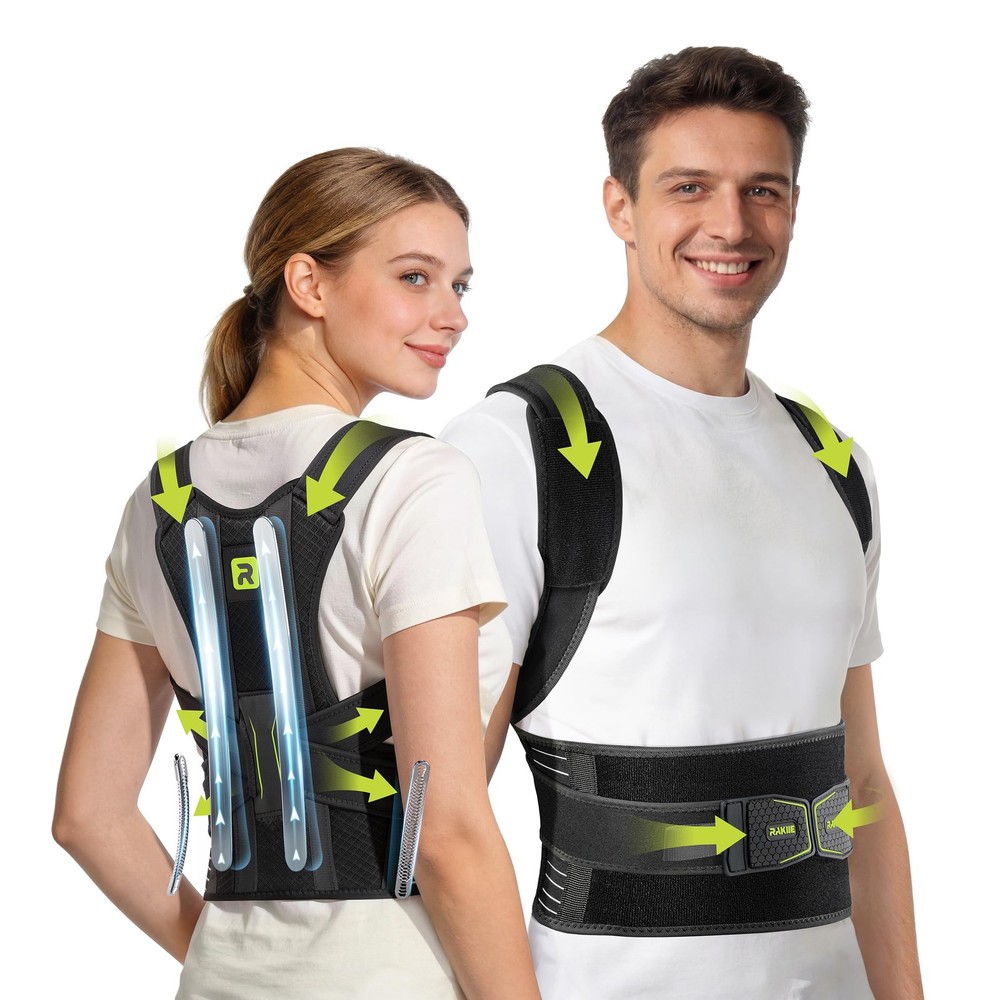 Rakiie Posture Corrector for Women and Men, Upgraded Back Brace XL, Yellow