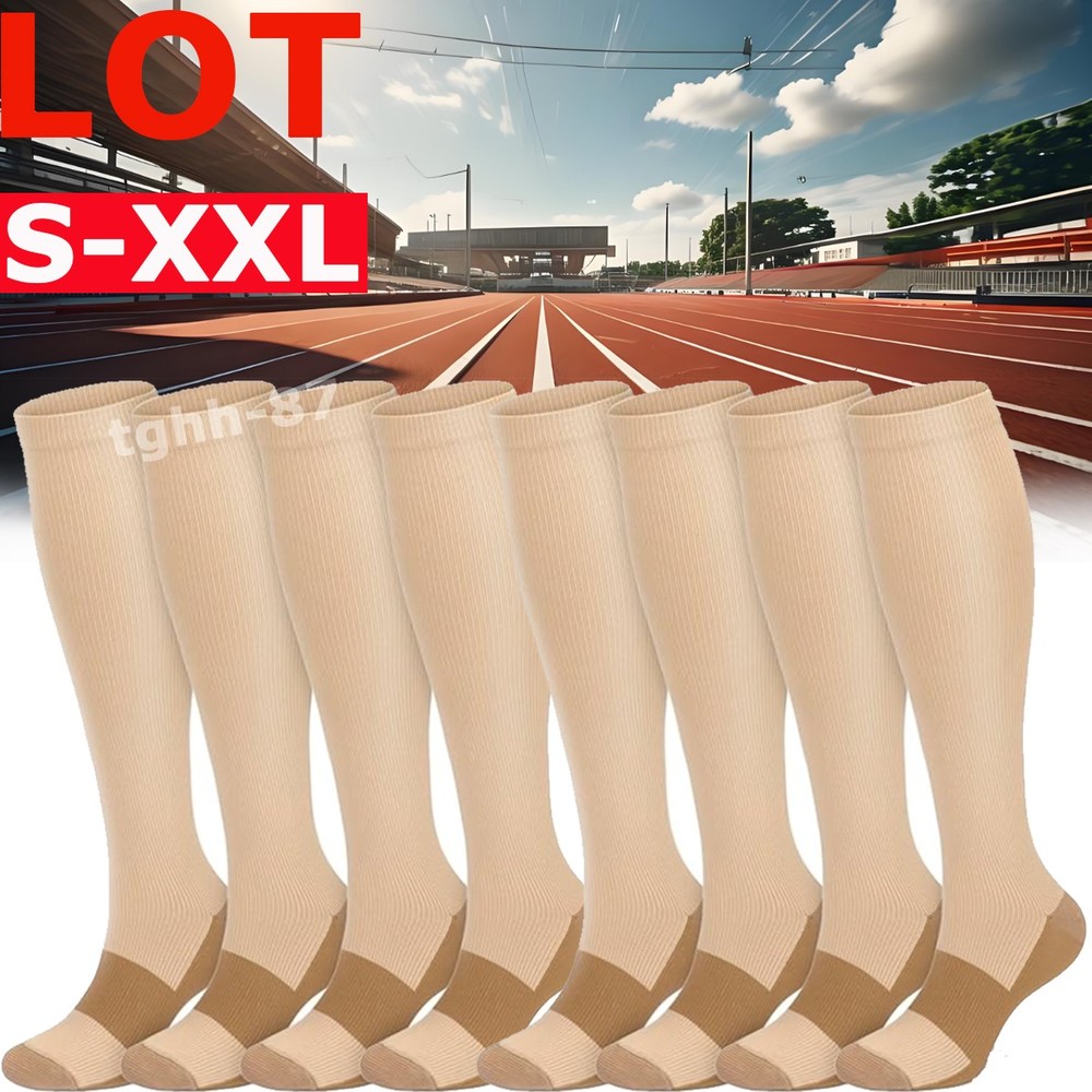 LOTs of Copper Compression 20-30mmHg Graduated Support Socks Mens Womens S-XXL
