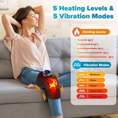 Cordless Knee Elbow Shoulder Massager with 5 Vibration Modes, 5 Heating Levels