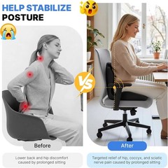 Memory Foam Seat Cushion with Back Support, Orthopedic Tailbone Pain Relief Cush