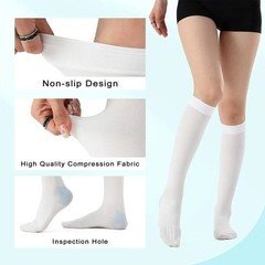 15-21mmHg Knee High Compression Socks Anti Embolism Stockings White 1 Pair