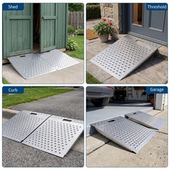 1 Pair 29x24in Loading Ramps Anti Slip Punch Plate Shed Ramp Riding Mower Access