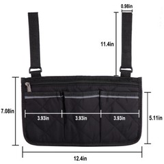 Wheelchair Side Bag Hang on Side Armrest Accessories Storage Pouch w/ Cup Holder