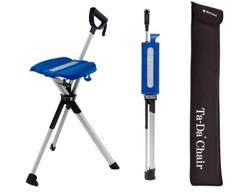 Ta-Da Chair Step2Gold Portable Walking Stick, Cane w Folding Seat – 36.2″- BLUE