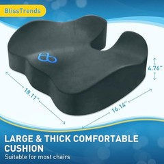 Dark Green Seat Cushion – Thick Memory Foam – Large for Cars – Office Chair
