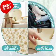 Memory Foam Trucker Seat Cushion w/ Lumbar Support for Driving Back Pain – US