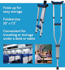 Muletas plegables de aluminio con cojines acolchados para adultos y niños, Nuevo