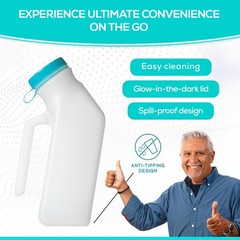 Mens Urinal Bottle Spill Proof Portable Bedside Travel 1000ml 4 Pack