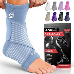 Adjustable Compression Ankle Brace for Ligament Damage – Light Blue, Medium Size