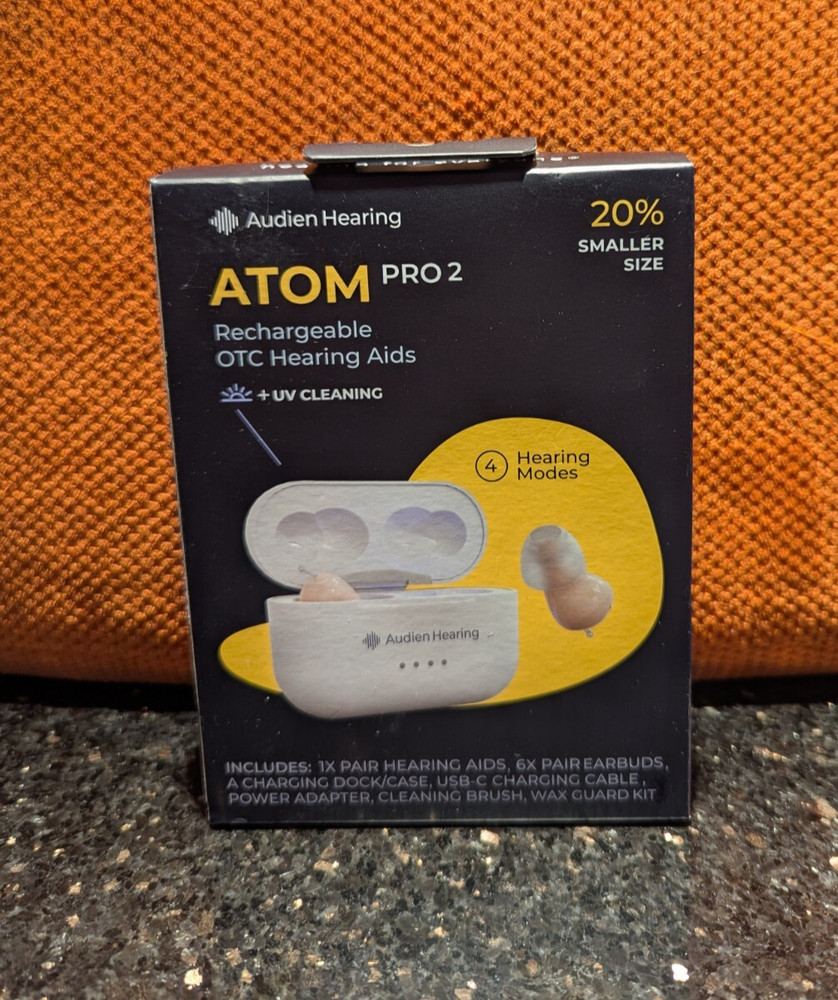 Audien ATOM PRO 2 Wireless Rechargeable OTC Hearing Aids NEW