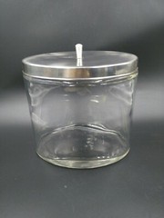 Oval Jar W/Out Imprints Clear thick Glass with metal Lid