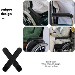 1 Pair Universal Durable Wheelchair Armrest Pads PU Material Black Covers