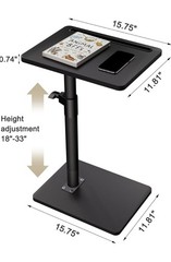 Adjustable Height Black Metal Overchair Table 18-33in, 15.75 x 11.81in
