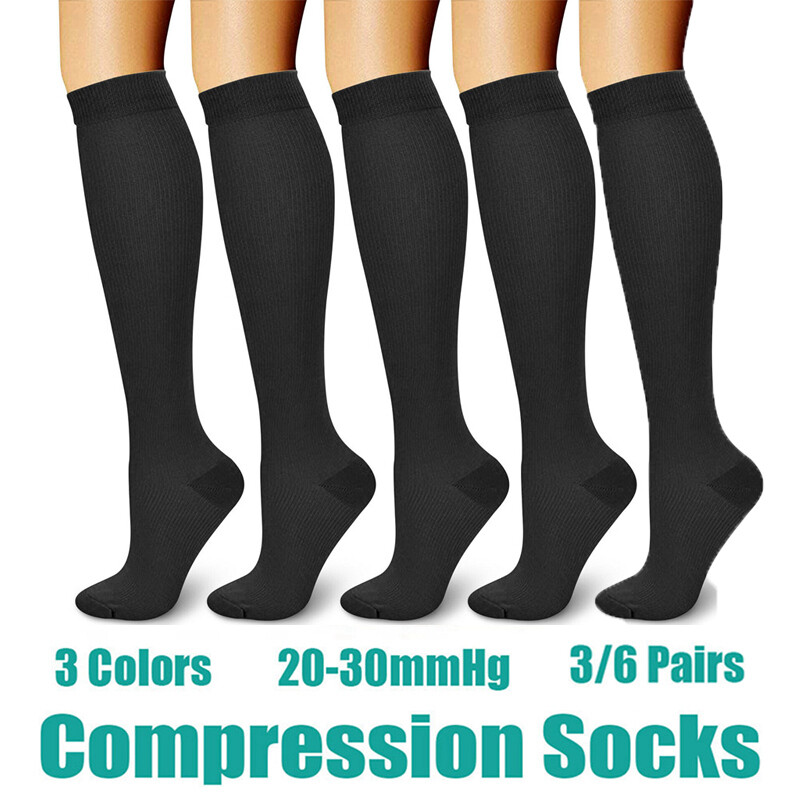 Wide Calf Compression Socks 15-20 Black Diabetic Socks For Women Support Hose