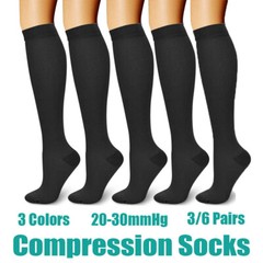 Wide Calf Compression Socks 15-20 Black Diabetic Socks For Women Support Hose