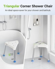 Space-Saving Triangular Shower Chair for Inside Shower, FSA/HSA Eligible