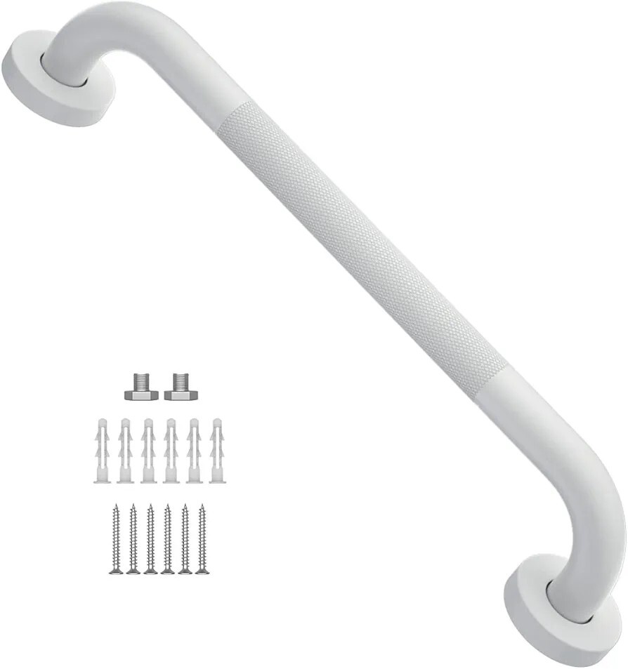 Shower Grab Bar 20 Inch anti Slip Oil Rubbed White, Bathroom Grab Bar, Knurled